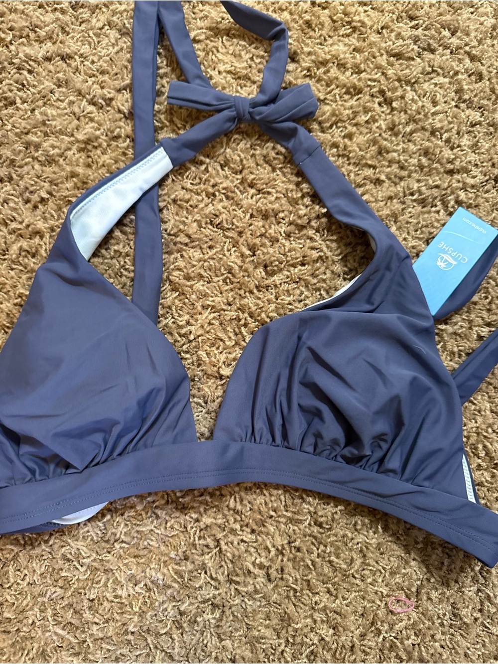 Cupshe Slate Blue Halter Bikini Top